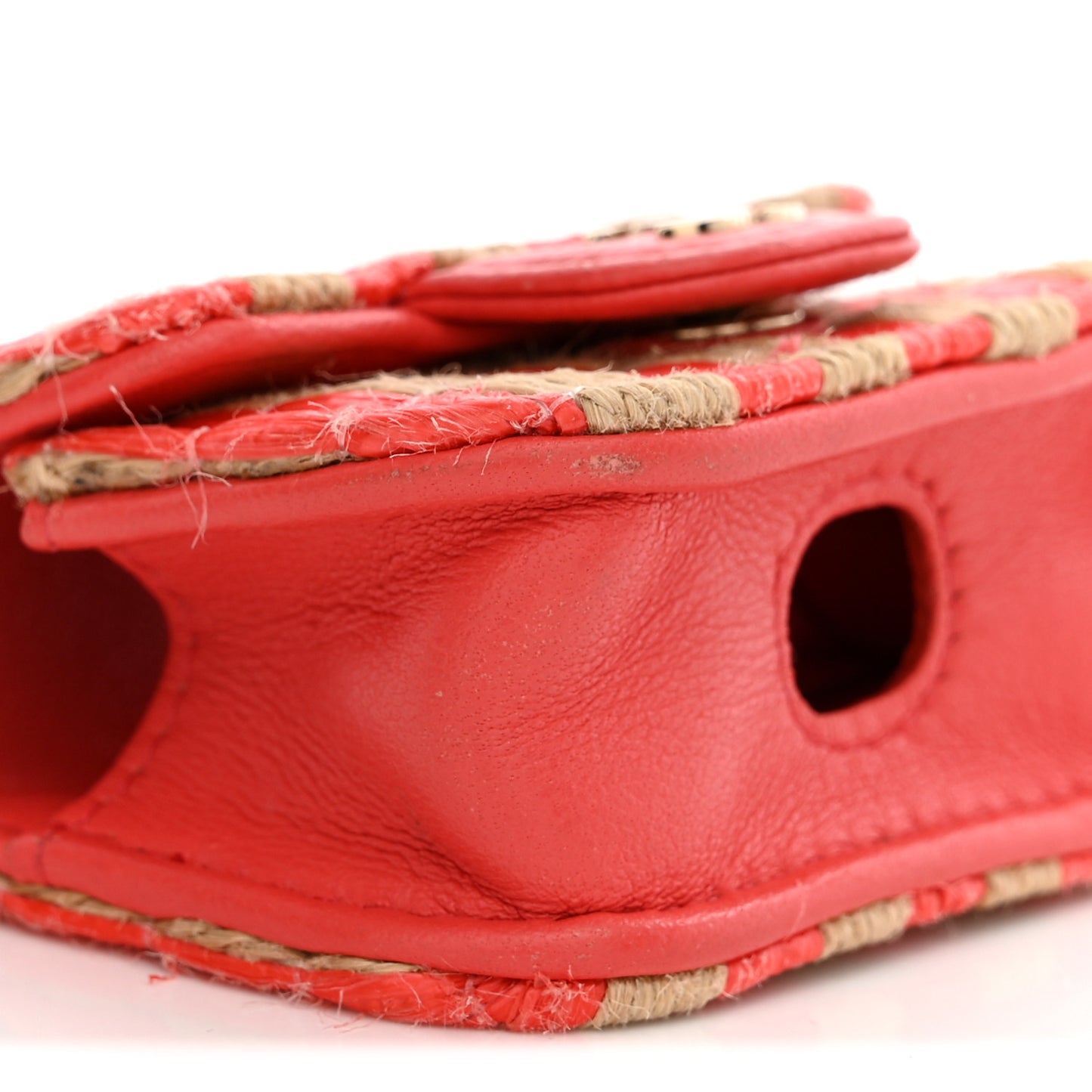 Raffia Jute Striped Airpods Pro Case Red Beige