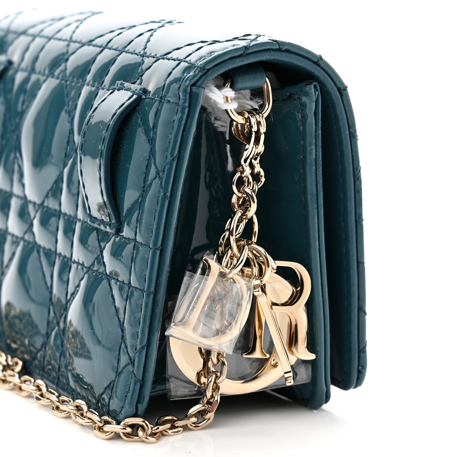 Christian Dior Patent Cannage Nano Lady Dior Pouch Turquoise 7 of 9