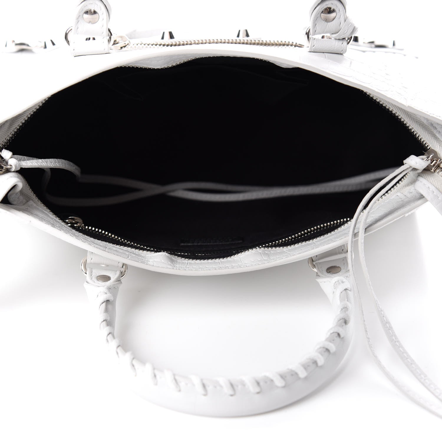 Balenciaga Matte Supple Lambskin Crocodile Embossed Classic Silver Hardware S City White 5 of 11