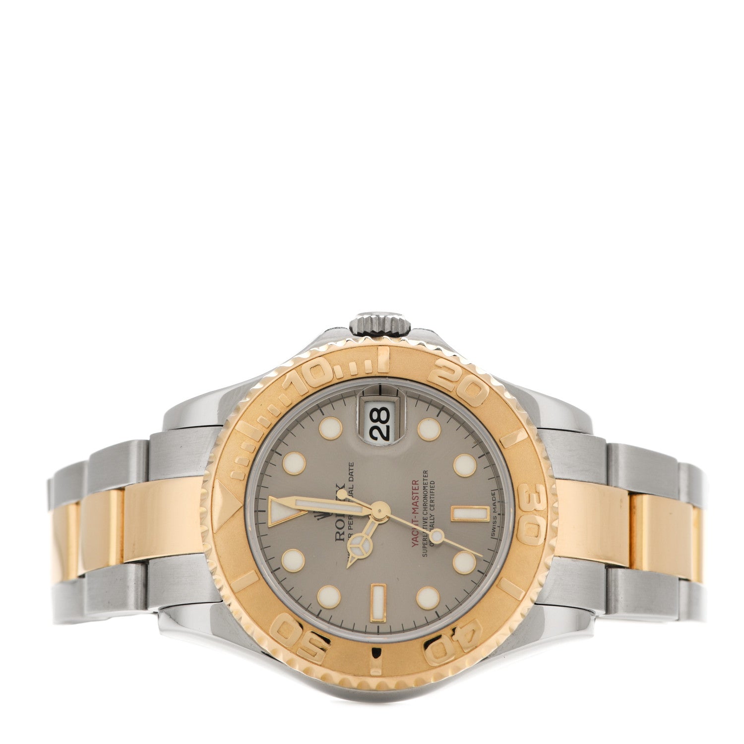 Rolex Stainless Steel 18K Yellow Gold 35mm Oyster Perpetual Date Yacht-Master Watch Slate 168623 2 of 4