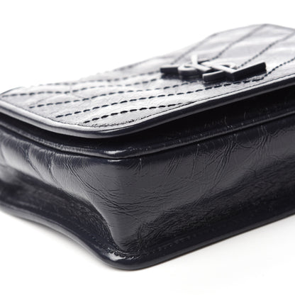 Saint Laurent Crinkled Calfskin Matelasse Monogram Niki Chain Wallet Deep Marine 6 of 10