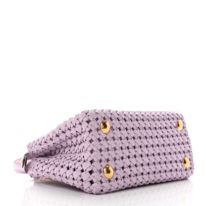Fendi Nappa Intreccio Stacked Bar Mini Peekaboo Iconic Satchel Anemone 4 of 10