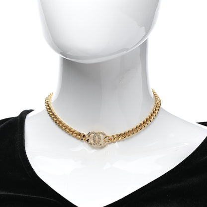 Chanel Crystal Chain Link CC Choker Necklace Gold 2 of 7