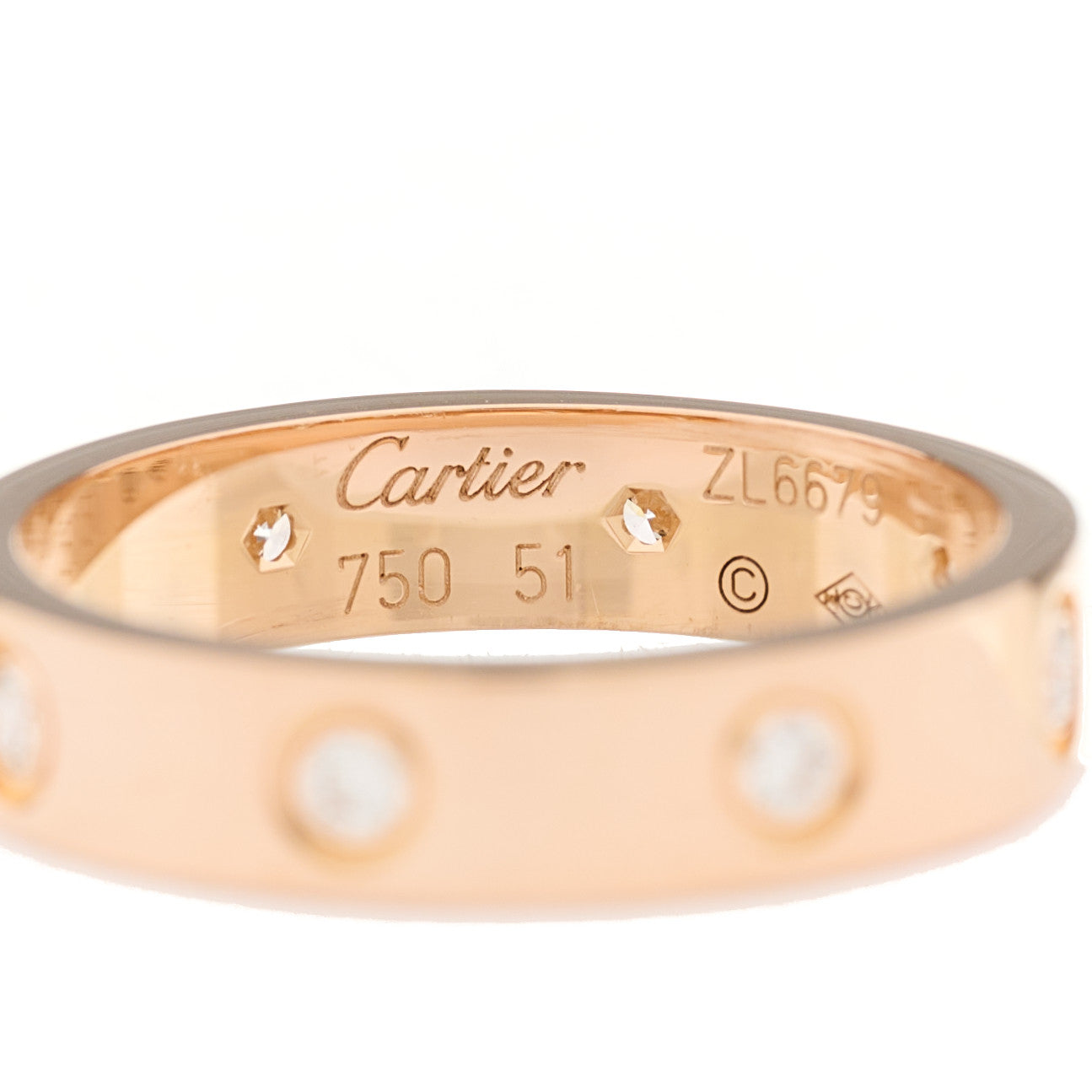 Cartier 18K Pink Gold 8 Diamond 4mm LOVE Wedding Band Ring 51 5.75 4 of 6