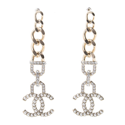 Chanel Metal Crystal CC Vendome CC Dangle Earrings Gold 1 of 5