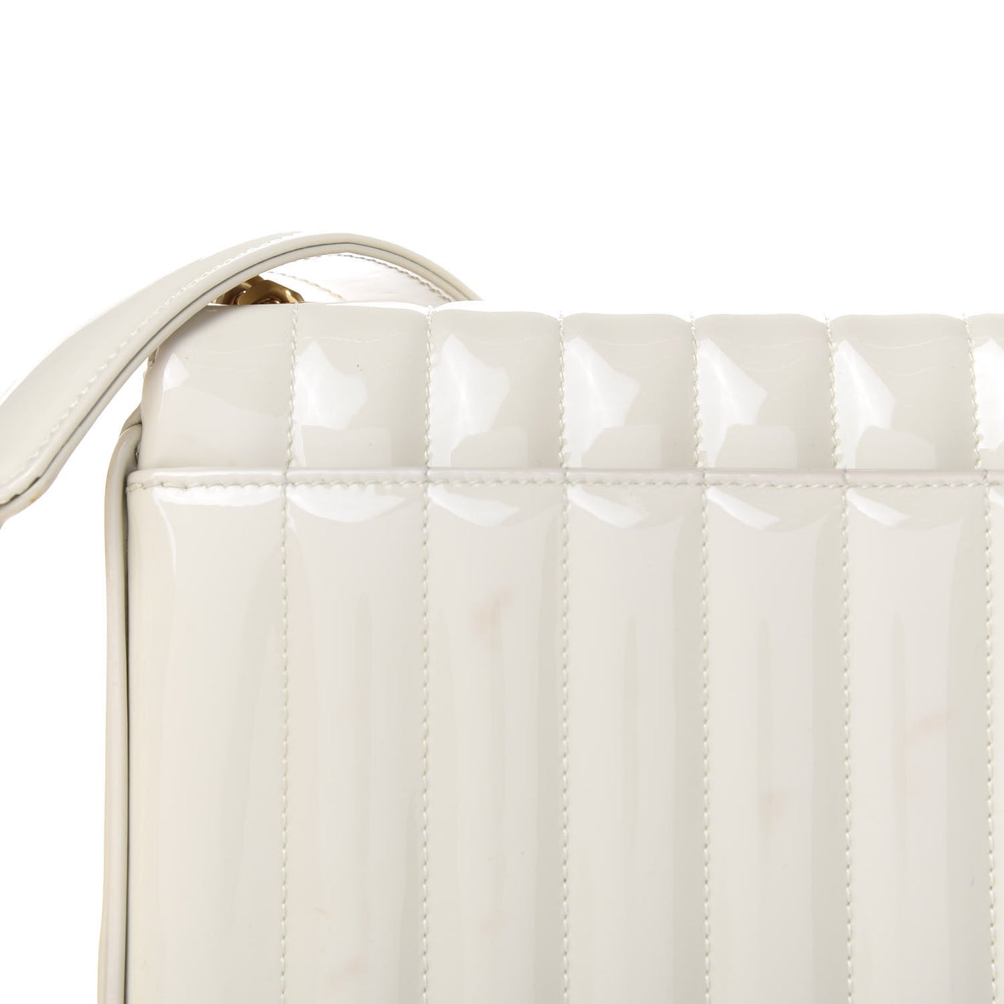 Patent Calfskin Matelasse Monogram Medium Vicky Chain Bag White