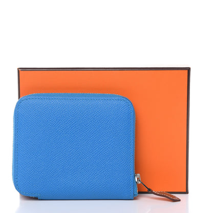 Hermes Epsom Silk'In Compact Wallet Bleu Zanzibar 7 of 7