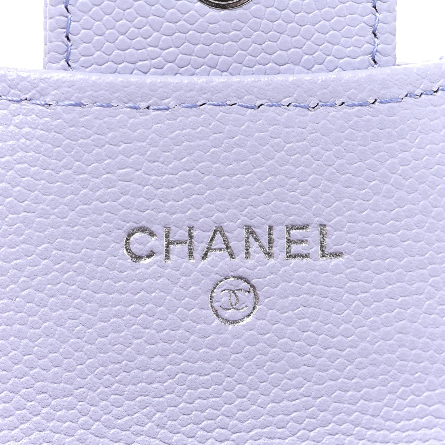 Caviar Quilted Flap Card Holder Wallet Light Purple