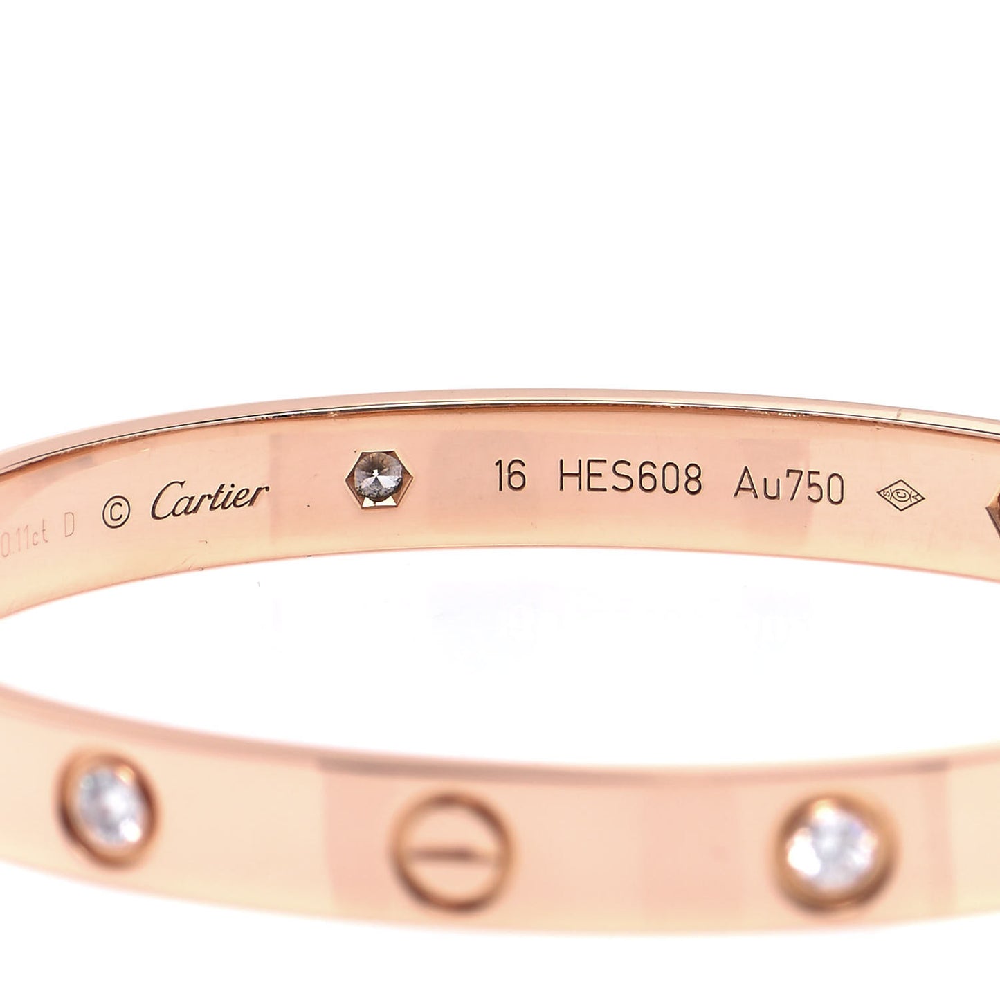 18K Pink Gold 4 Diamond LOVE Bracelet 16