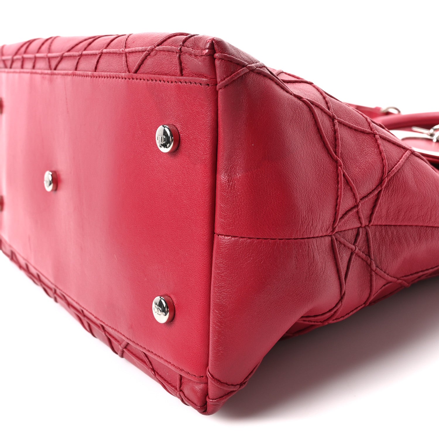 Christian Dior Lambskin Cannage Medium Granville Tote Red 10 of 10