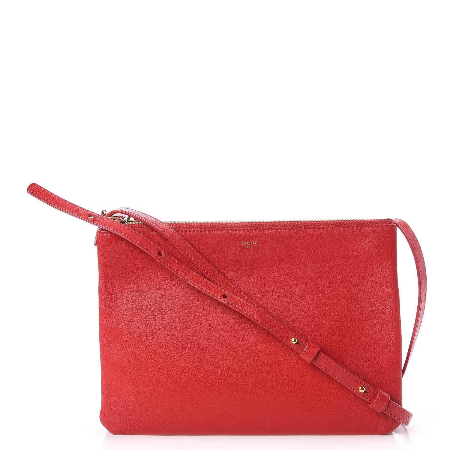 Celine Lambskin Large Trio Crossbody Bag Red 1 of 7