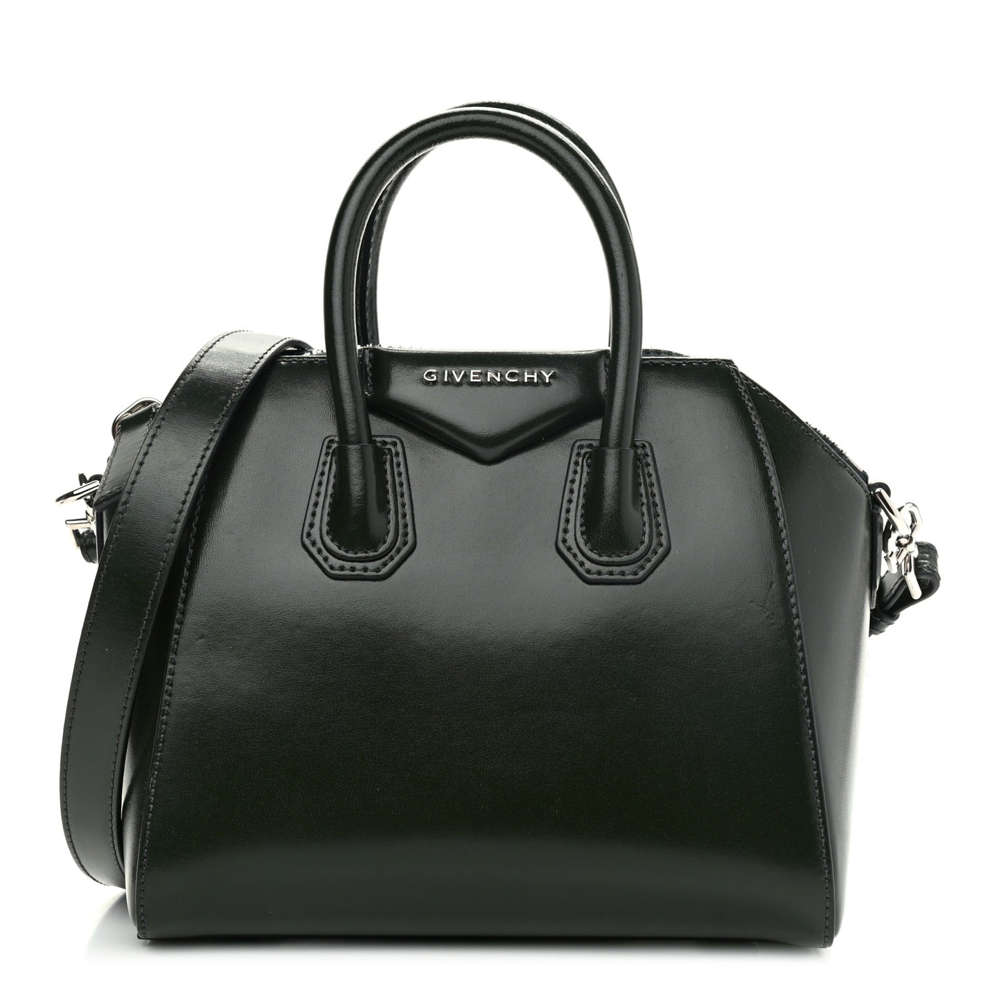 Shiny Lord Calfskin Mini Antigona Green Forest