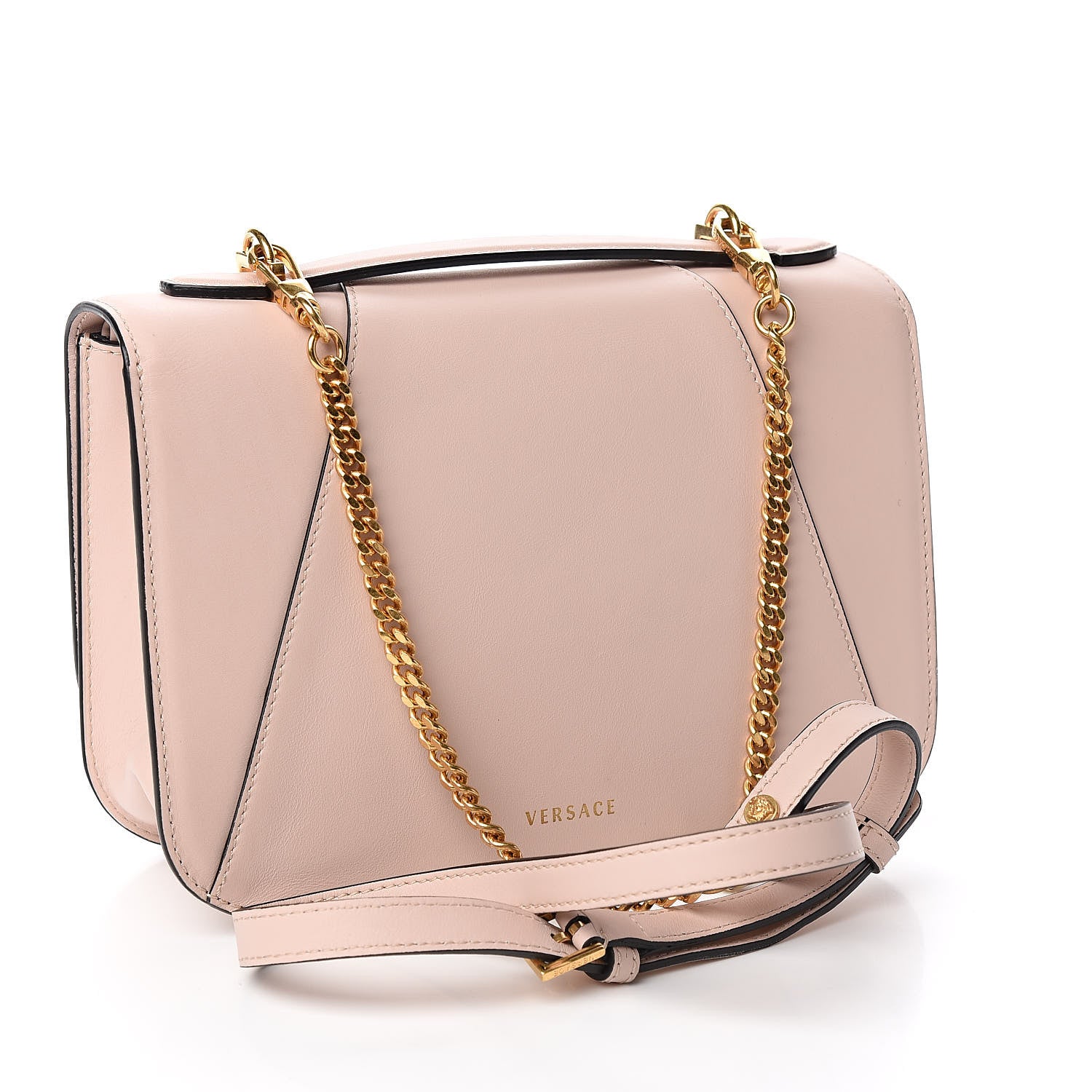 Versace Vitello Barocco Virtus Top Handle Shoulder Bag Pink 3 of 9