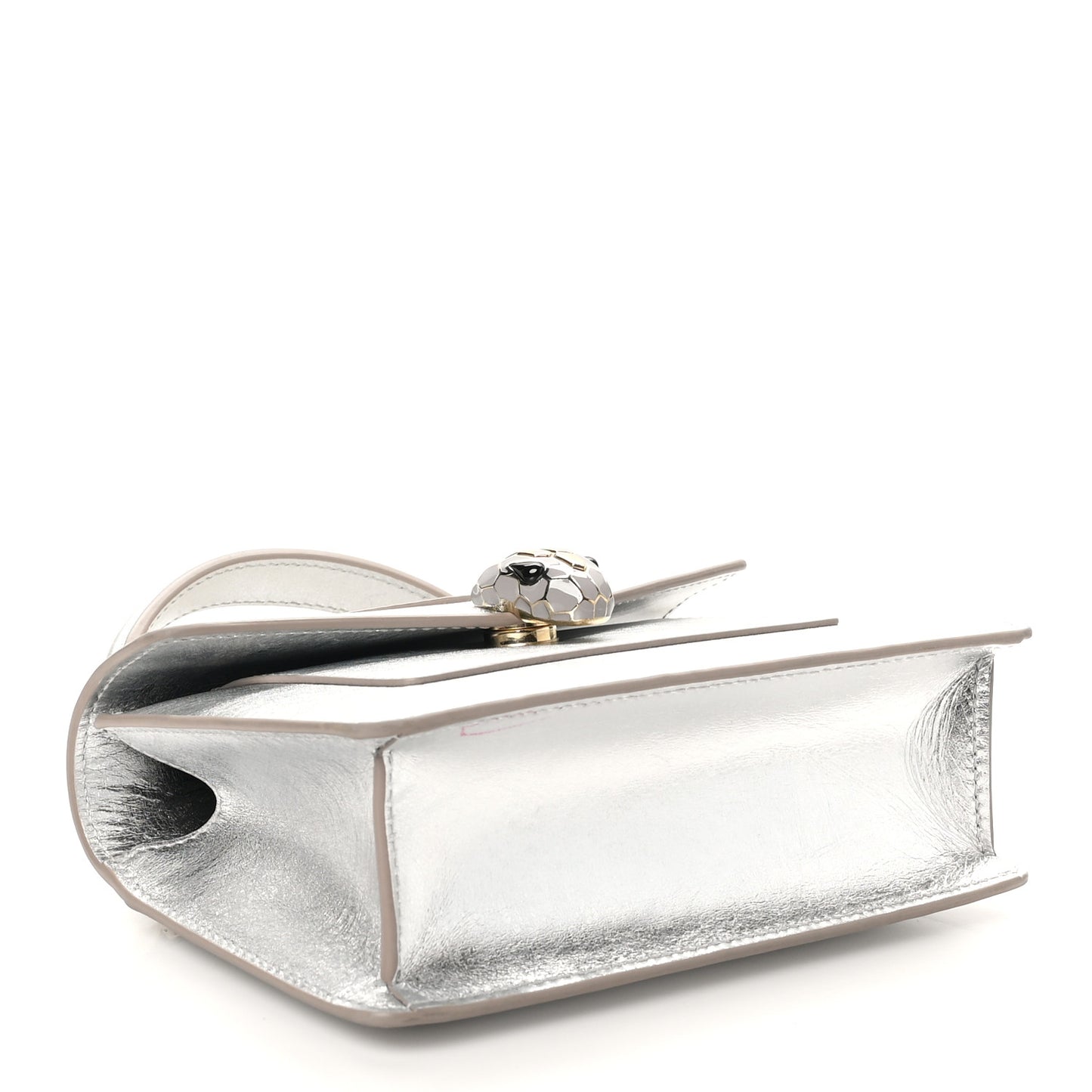 Metallic Calfskin Mini Serpenti Forever Top Handle Silver