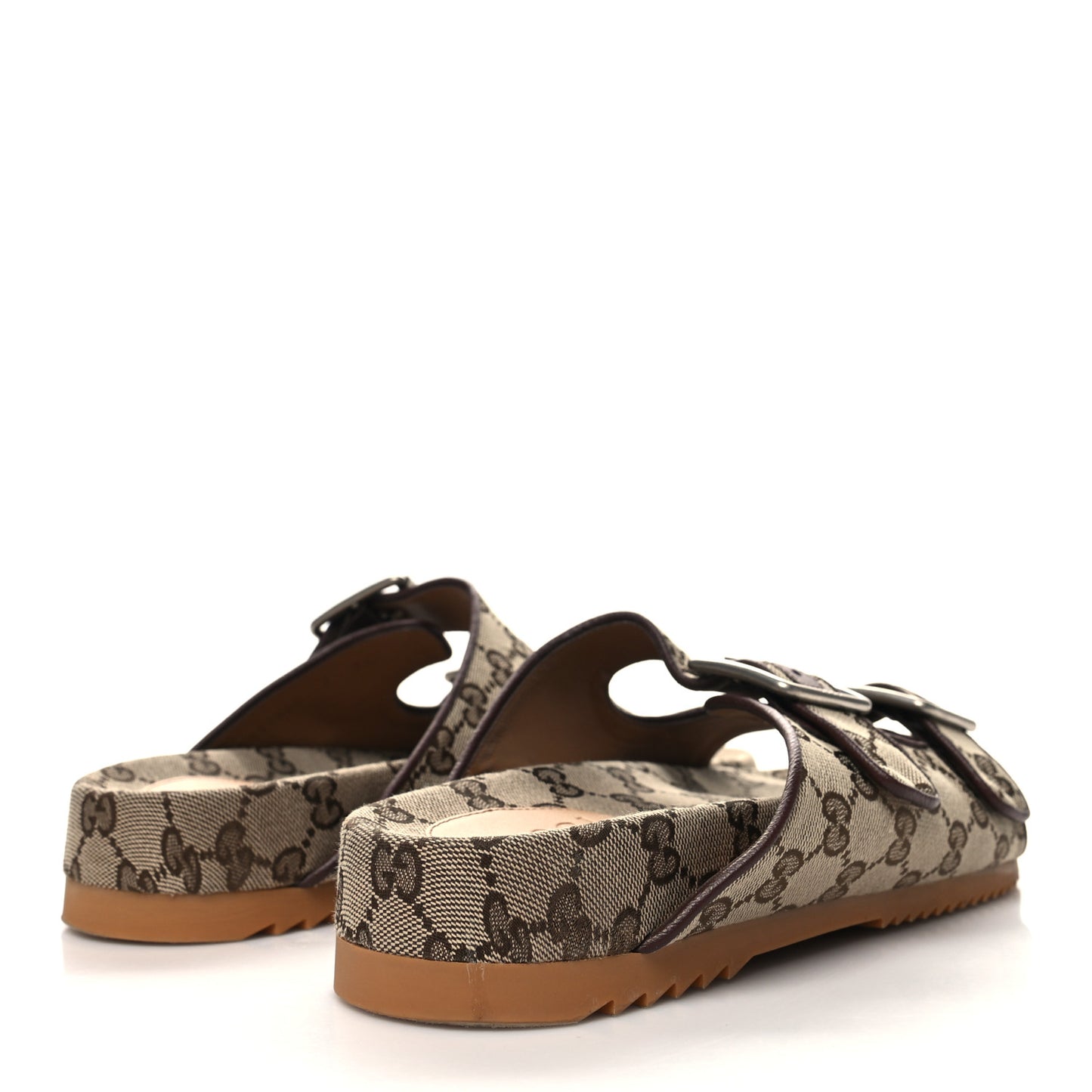 GG Monogram Lavaredo Eco Fabric Mens Slide Sandals With Straps 6 Beige Ebony Light Brown