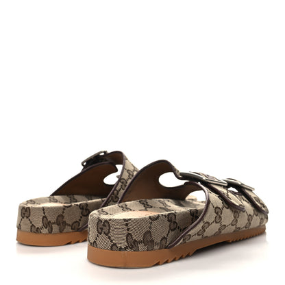 Gucci GG Monogram Lavaredo Eco Fabric Mens Slide Sandals With Straps 6 Beige Ebony Light Brown 4 of 8