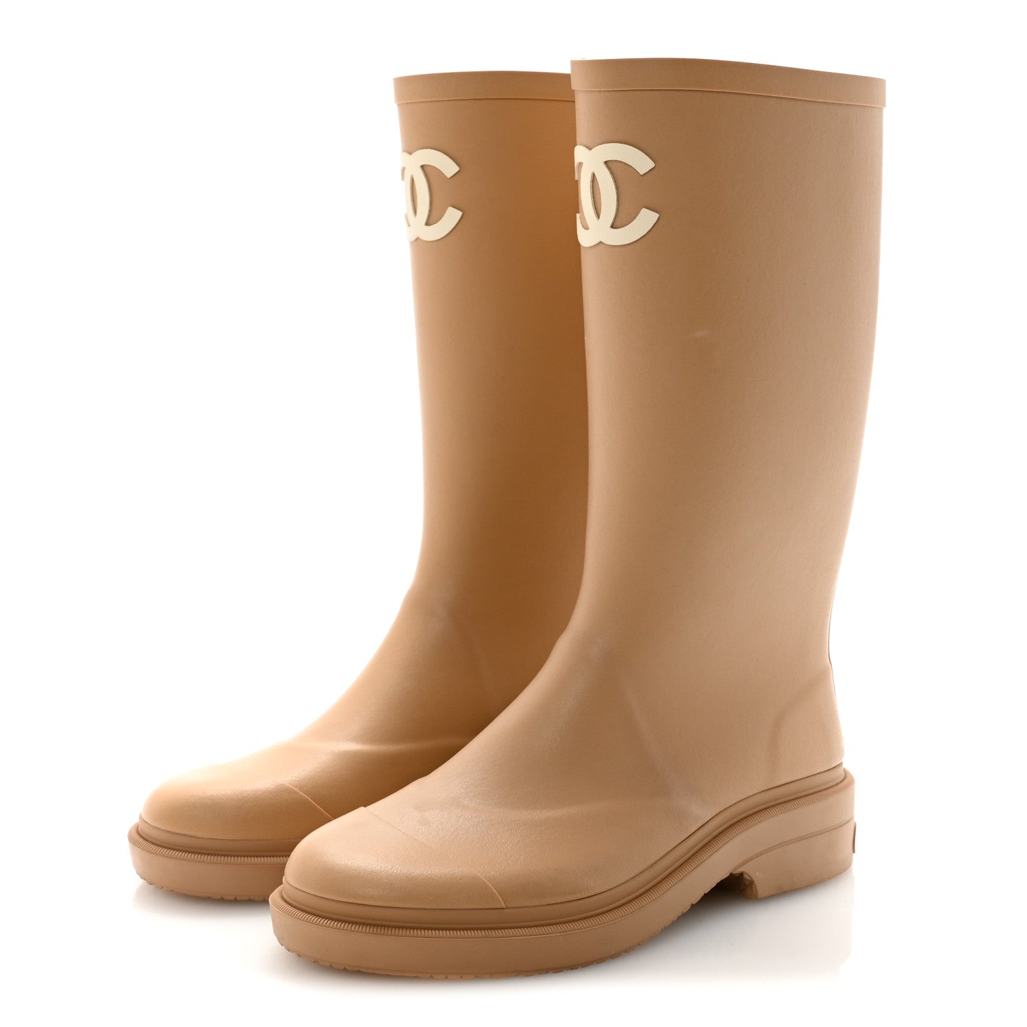 Chanel Caoutchouk CC High Boots 37 Beige 4 of 9