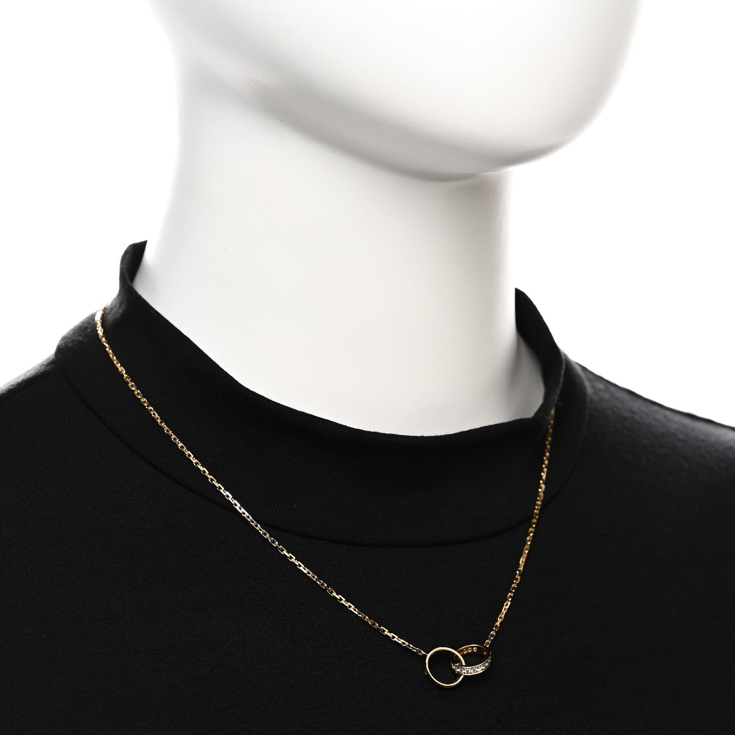 Cartier 18K Yellow Gold Diamond Interlocking LOVE Necklace 2 of 8
