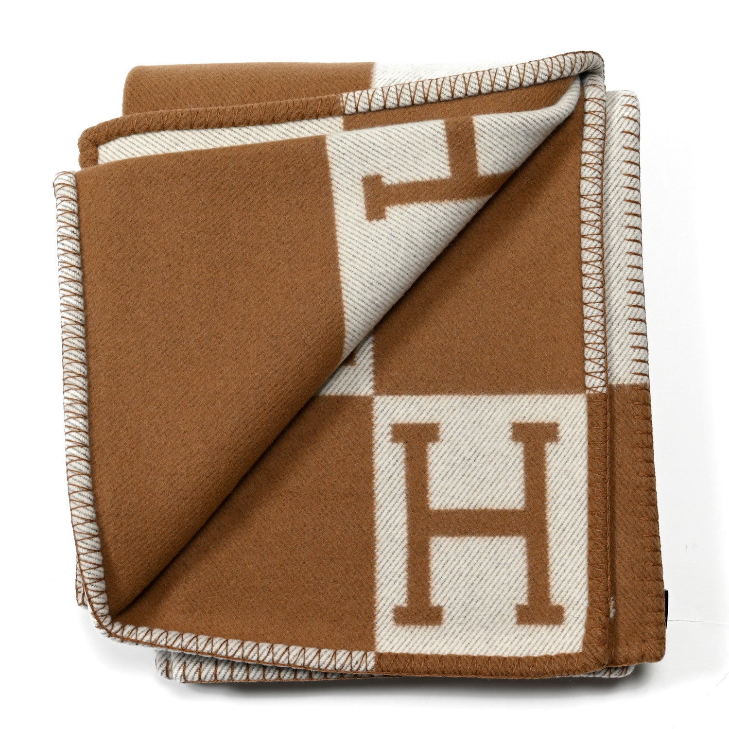Hermes Wool Cashmere Avalon Blanket Ecru Camel 2 of 3