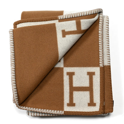 Hermes Wool Cashmere Avalon Blanket Ecru Camel 2 of 3