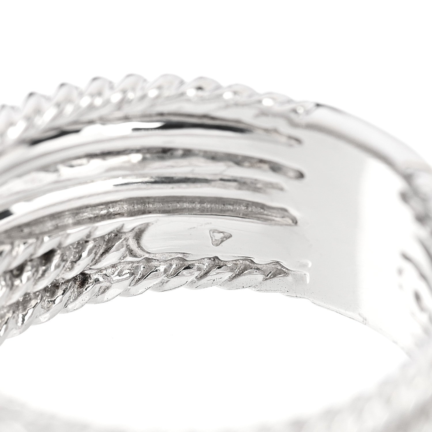 David Yurman Sterling Silver Diamond 11mm Wide Crossover Cable Ring 57 8 5 of 5