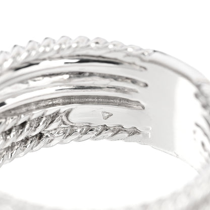 David Yurman Sterling Silver Diamond 11mm Wide Crossover Cable Ring 57 8 5 of 5