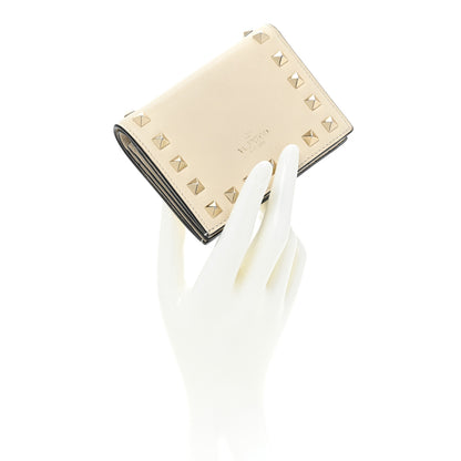 Valentino Garavani Calfskin Rockstud French Flap Wallet Light Ivory 2 of 11