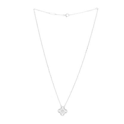 Van Cleef & Arpels 18K White Gold Diamond Vintage Alhambra Pendant Necklace 3 of 5