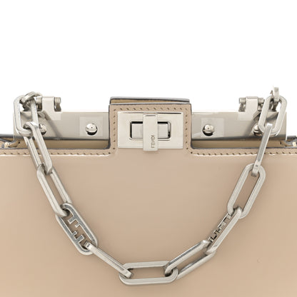 Fendi Patent Petite Peekaboo Cut Beige Amid 8 of 14