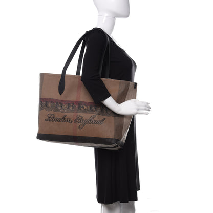 Burberry Coated Canvas Mega Check Medium Doodle Tote Black 2 of 12