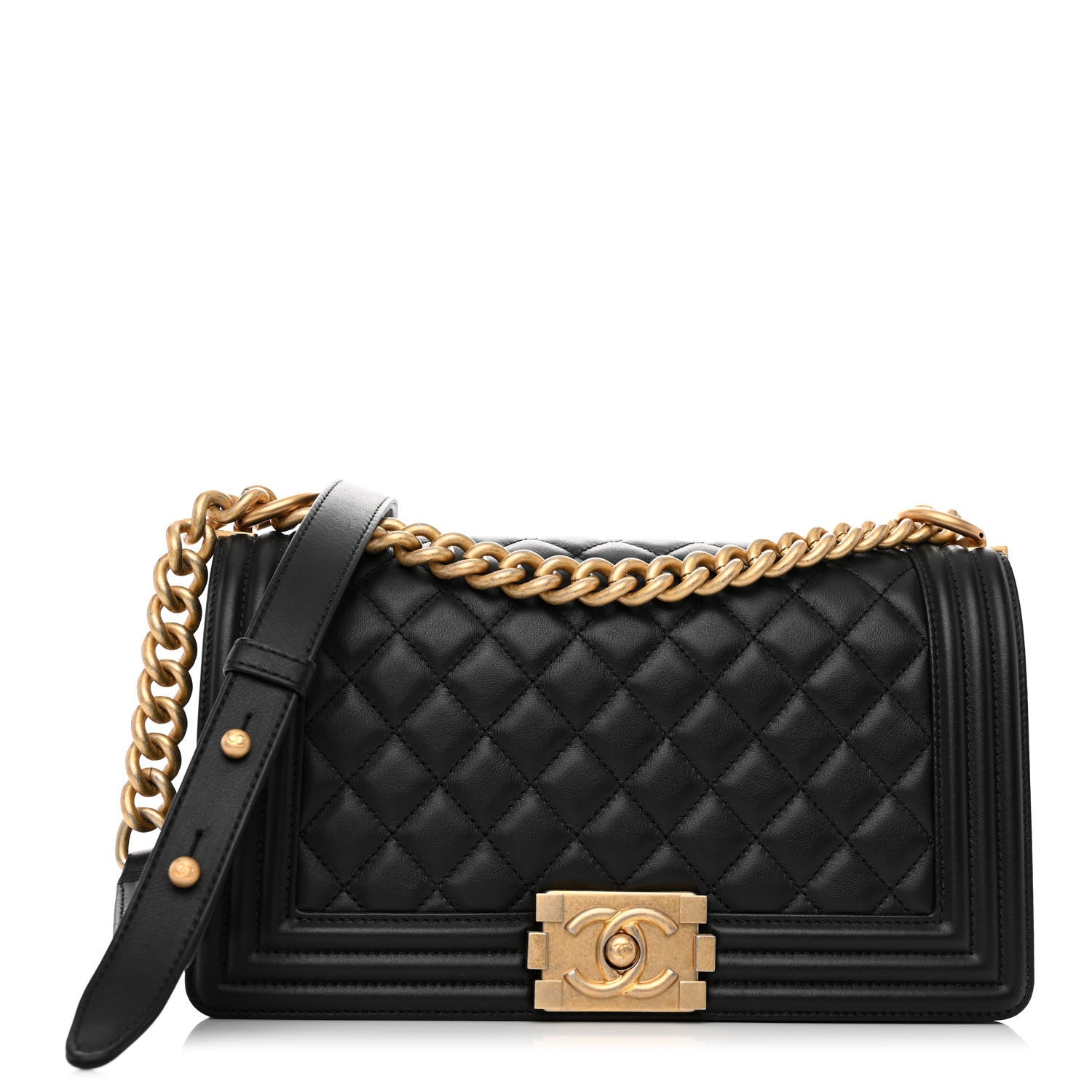 Chanel Lambskin Quilted Medium Boy Flap Black 1 of 9