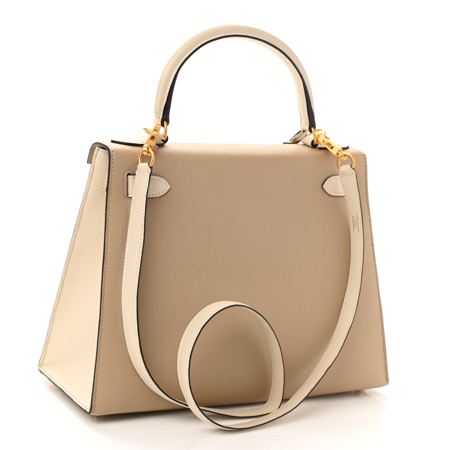 Hermes Epsom Bi-Color Horseshoe Kelly Sellier 28 Trench Craie 3 of 11