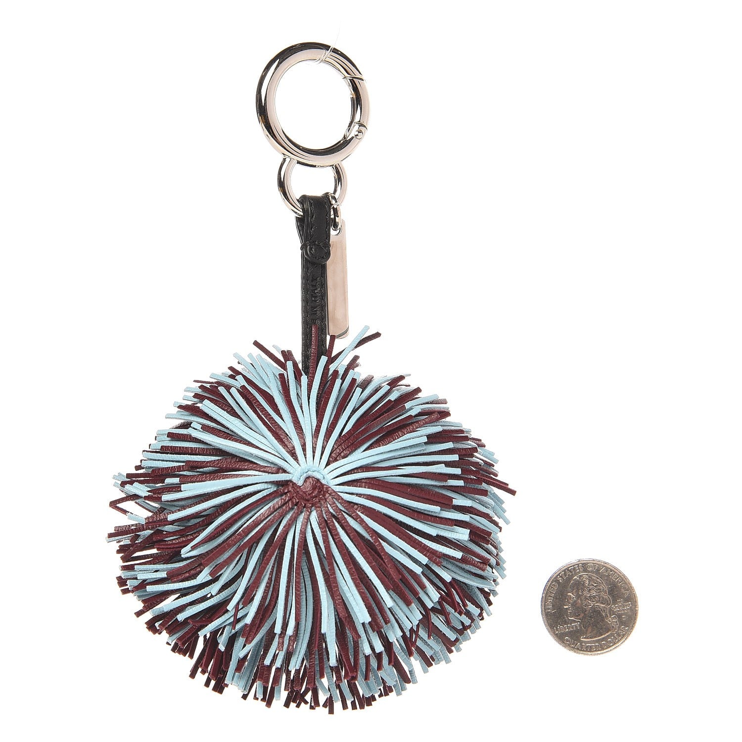 Fendi Shiny Nappa Faces Fringe Bag Bug Charm Bordeaux Multicolor 2 of 4