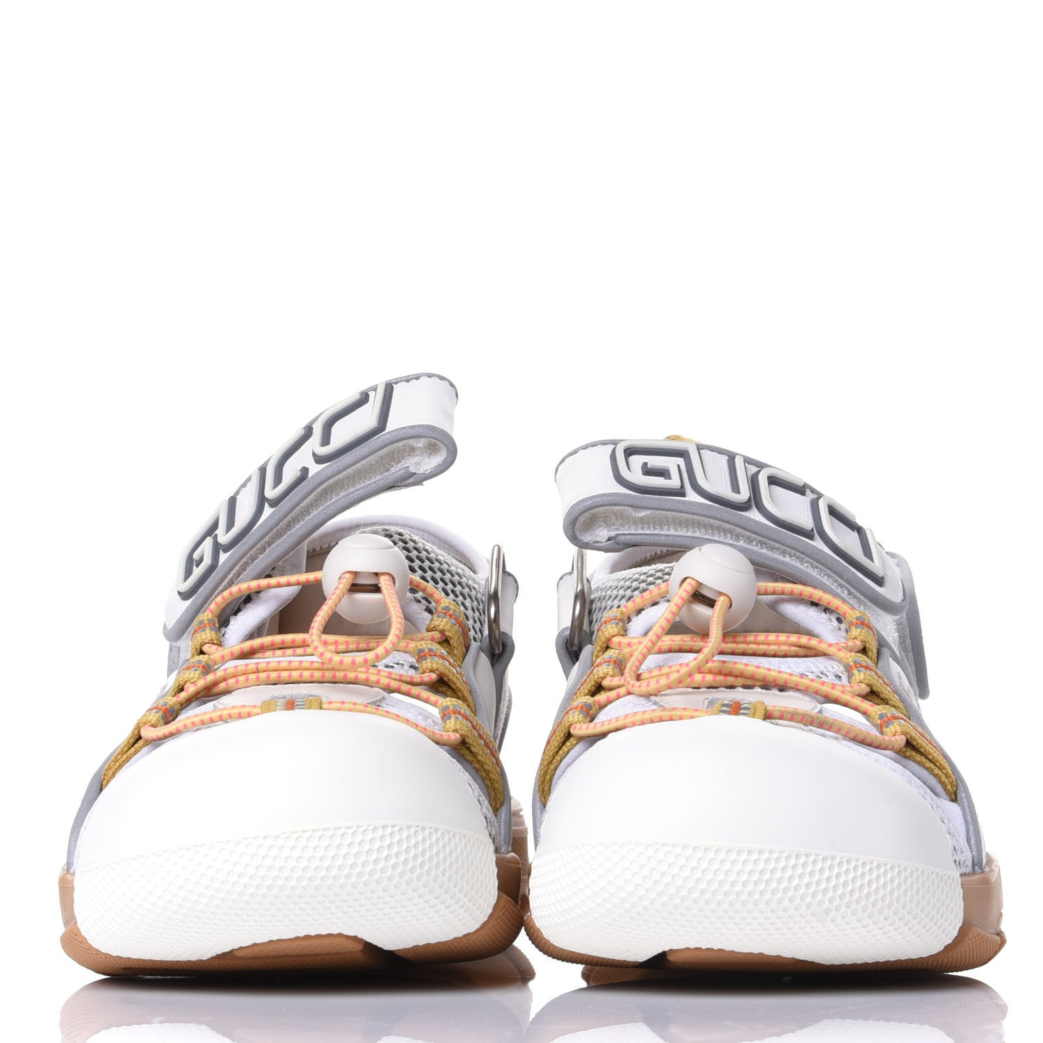 Gucci Mesh Fabric Tinsel Sport Sandals 37 White Silver 2 of 12