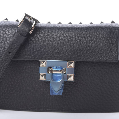 Valentino Garavani Pebbled Calfskin Small Rockstud Overlay Flap Shoulder Bag Black 11 of 11