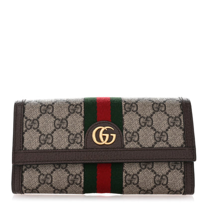 Gucci GG Supreme Monogram Web Ophidia Continental Wallet Brown 1 of 7