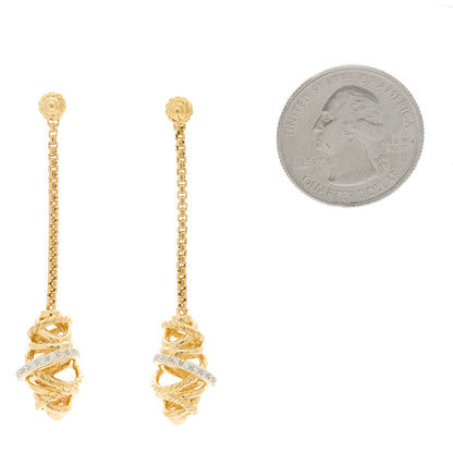 David Yurman 18K Yellow Gold Diamond Crossover Chain Drop Earrings 2 of 4