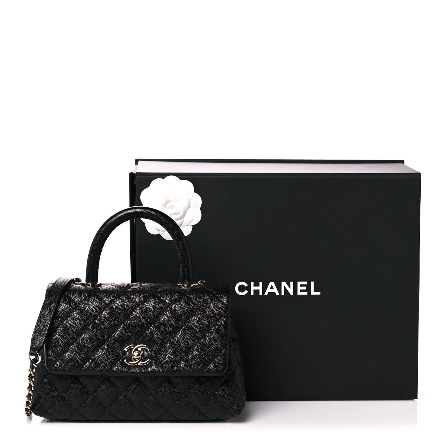 Caviar Quilted Mini Coco Handle Flap Black
