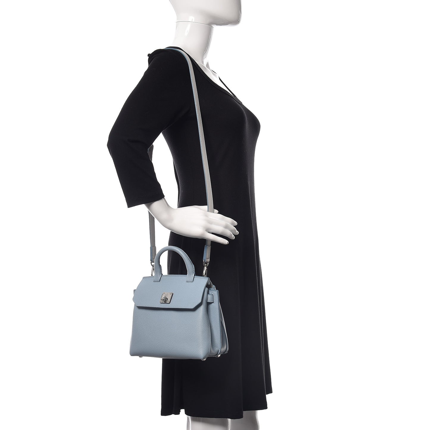 Grained Calfskin Small Milla Crossbody Sky Blue