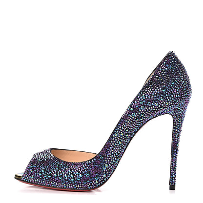 Christian Louboutin Strass Suede Calfskin Demi You 100 Pumps 38.5 Black Green 1 of 10