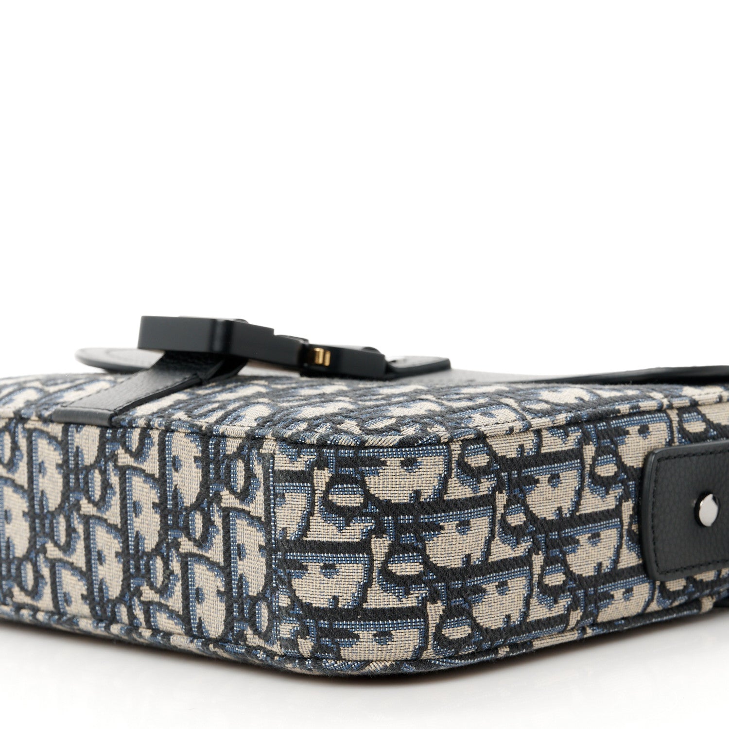 Christian Dior Oblique Jacquard Grained Calfskin Small Saddle Messenger Bag Beige Black 10 of 10