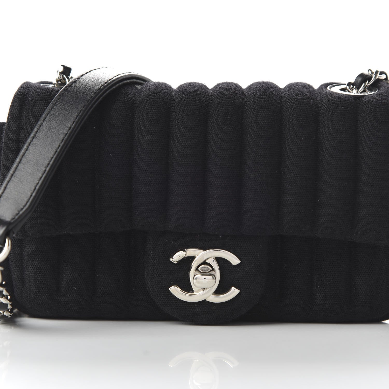 Chanel Jersey Vertical Quilted Mini Flap Black 10 of 11