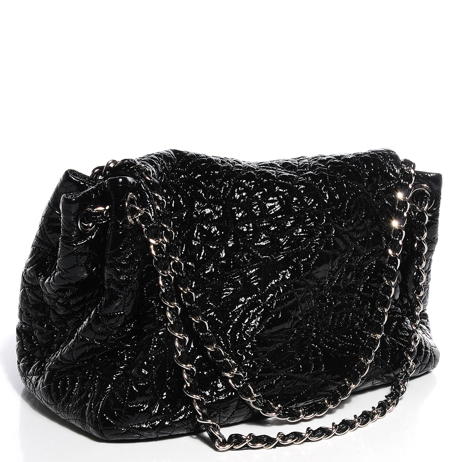 Chanel Vinyl Graphic Edge Accordion Flap Bag Black 3 of 7