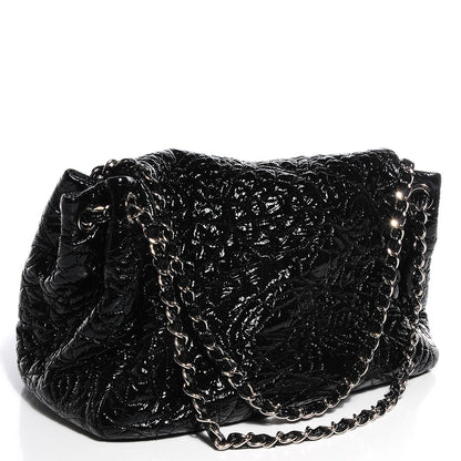 Chanel Vinyl Graphic Edge Accordion Flap Bag Black 3 of 7