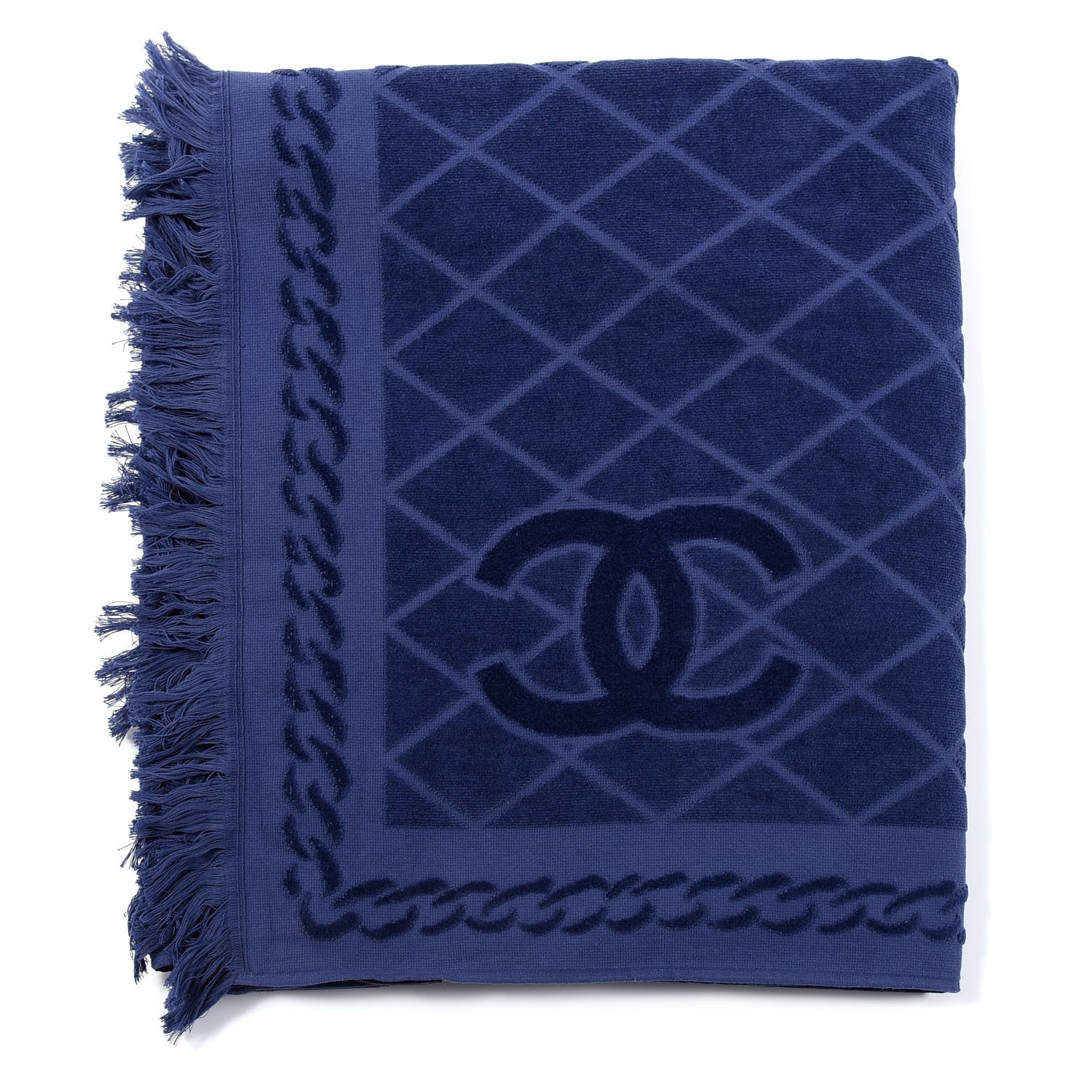 Chanel Terry Cotton CC Beach Towel Blue 1 of 3