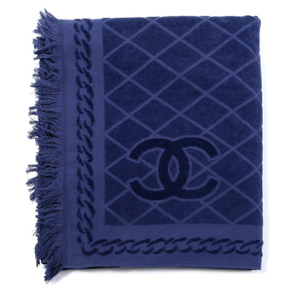 Chanel Terry Cotton CC Beach Towel Blue 1 of 3