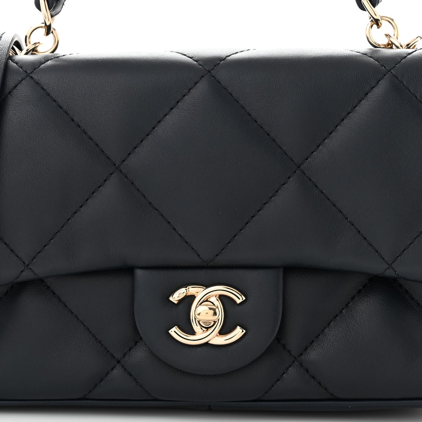 Lambskin Quilted Small Easy Carry Flap Navy