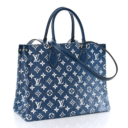 Louis Vuitton Monogram Jacquard Denim Onthego MM Bleu 3 of 8