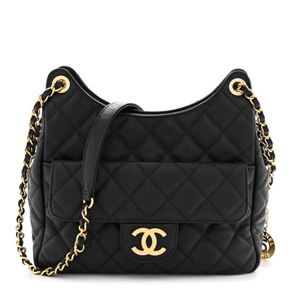 Chanel Caviar Quilted Wavy CC Hobo Black 1 of 12