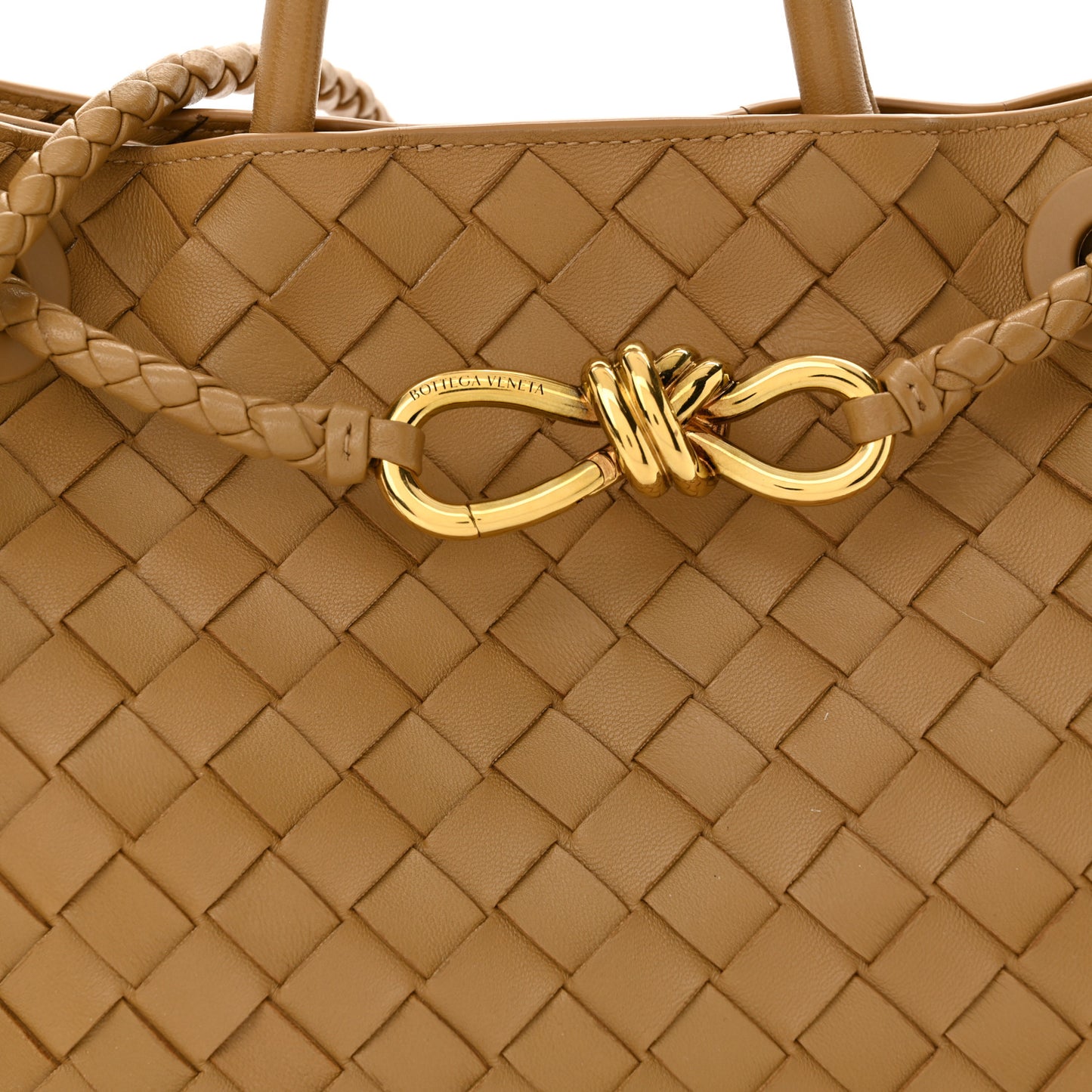 Nappa Intrecciato Small Andiamo Shoulder Bag Dark Praline